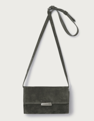 Suede Presslock Mini Crossbody Bag