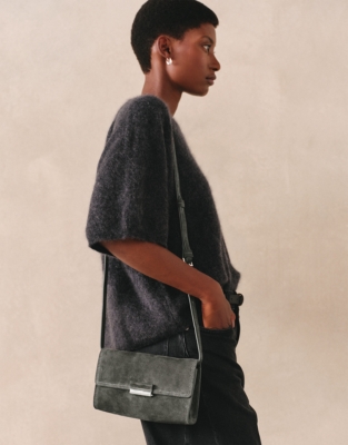 Suede Presslock Mini Crossbody Bag