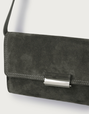 Suede Presslock Mini Crossbody Bag