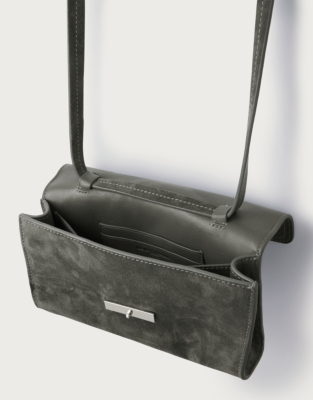 Suede Presslock Mini Crossbody Bag
