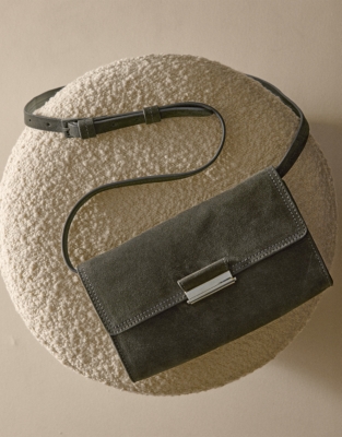 Suede Presslock Mini Crossbody Bag