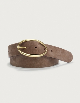 Suede Round Buckle Belt - Putty