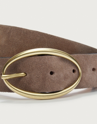 Suede Round Buckle Belt - Putty