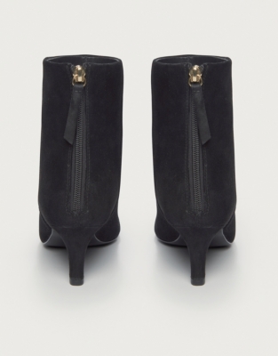 Suede Zip Back Low Heel Ankle Boots