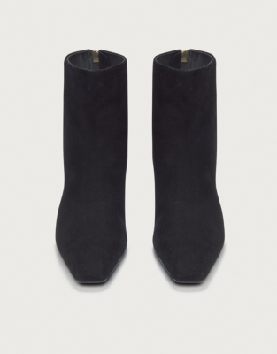 Suede Zip Back Low Heel Ankle Boots