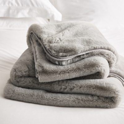 Super Soft Faux Fur Heated Blanket | Bed Throws | The White Company UK