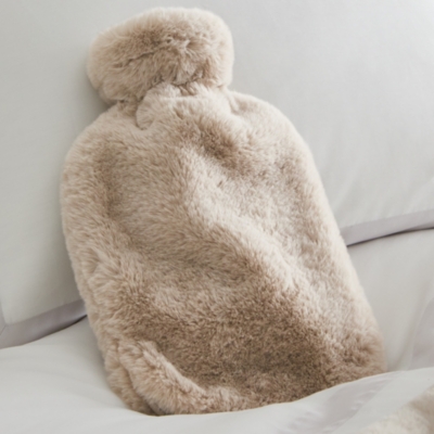 Super Soft Faux Fur Hot Water Bottle - Natural