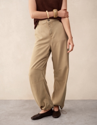 Super Soft Lyocell Utility Trousers - Stone