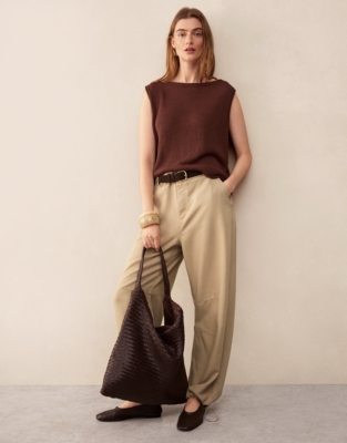 Super Soft Lyocell Utility Trousers - Stone