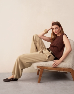 Super Soft Lyocell Utility Trousers - Stone