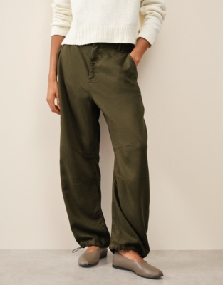 Super Soft Lyocell Utility Trousers - Khaki