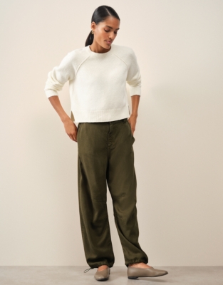 Super Soft Lyocell Utility Trousers - Khaki