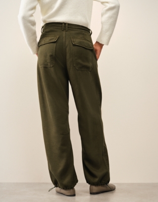 Super Soft Lyocell Utility Trousers - Khaki