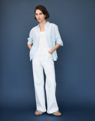 Super Soft Organic Cotton Boyfriend Shirt - Ice Blue