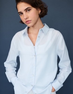 Super Soft Organic Cotton Boyfriend Shirt - Ice Blue