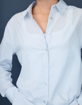 Super Soft Organic Cotton Boyfriend Shirt - Ice Blue