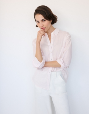 Super Soft Organic Cotton Boyfriend Shirt - Baby Pink