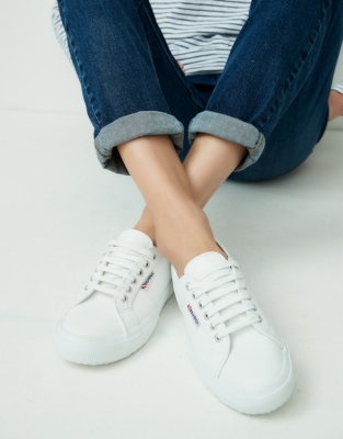 white leather superga trainers