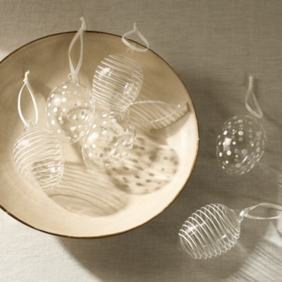 Swirl and Spots Glass Egg Decorations – Set of 6