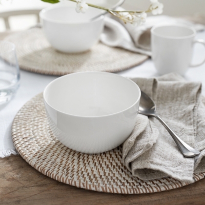 Whitewashed Rattan Coasters – Set of 4