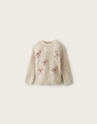 TENCEL™ Lyocell Wool and Alpaca Blend Bow Jumper (0–4yrs)