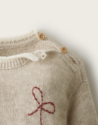  TENCEL™ Lyocell Wool and Alpaca Blend Bow Jumper (0–4yrs)