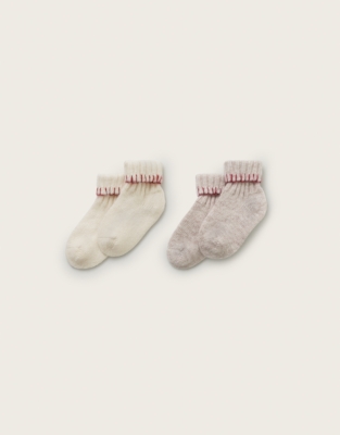 TENCEL™ Lyocell Wool and Alpaca Blend Chunky Ribbed Socks – 2 Pack (0–2yrs)