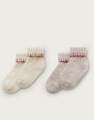 TENCEL™ Lyocell Wool and Alpaca Blend Chunky Ribbed Socks – 2 Pack (0–2yrs) 