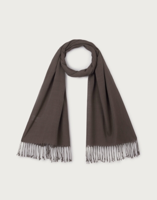 TENCEL™ Modal Wool Plain Fringe Scarf - Milk Chocolate