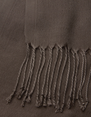 TENCEL™ Modal Wool Plain Fringe Scarf - Milk Chocolate