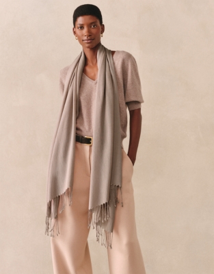 TENCEL™ Modal Wool Plain Fringe Scarf - Hot Chocolate