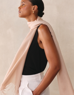 TENCEL™ Modal Wool Plain Fringe Scarf - Camel