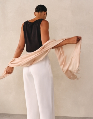 TENCEL™ Modal Wool Plain Fringe Scarf - Camel