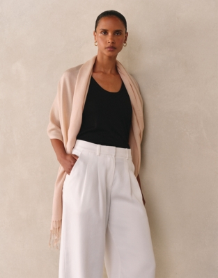 TENCEL™ Modal Wool Plain Fringe Scarf - Camel