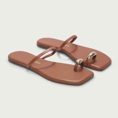 TKEES Colette Gold Toe-Post Sandals
