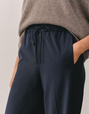 Tailored Drawstring Trousers - Dark Navy