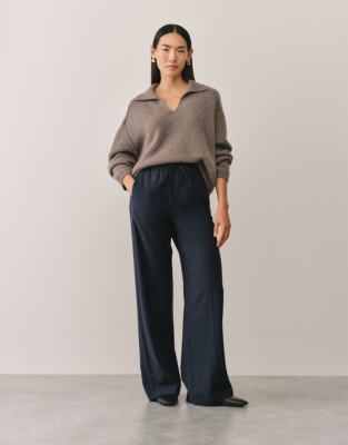 Tailored Drawstring Trousers - Dark Navy