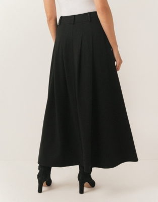 Tailored Stretch Pleated Midi Skirt