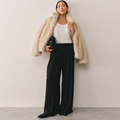 Tailored Triple Pleated Palazzo Trousers