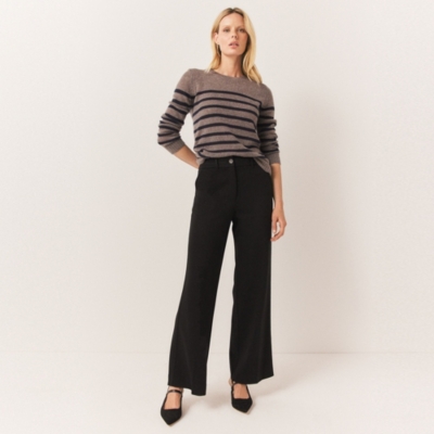 Tailored Triple Stitch Stretch Wide Leg Trousers