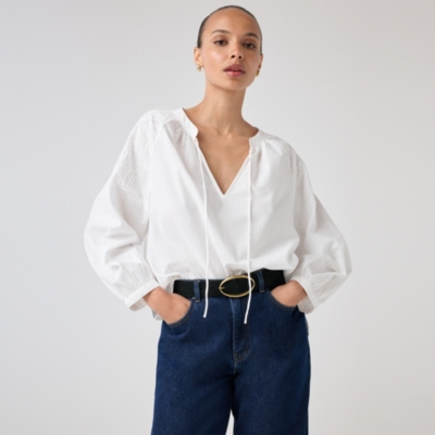 Tapework Detail Boho Blouse