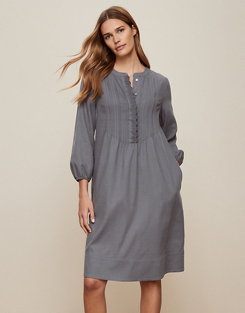 Tencel-Cotton Embroidered Bib-Front Dress | Dresses & Jumpsuits | The ...