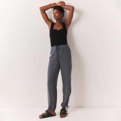 Tencel Drawstring Hem Trousers