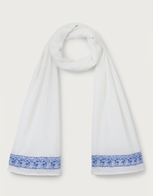 Textured Cotton Embroidered Scarf