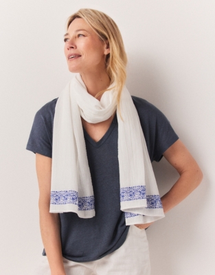 Textured Cotton Embroidered Scarf