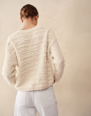 Textured Cotton Scoop Neck Jumper
