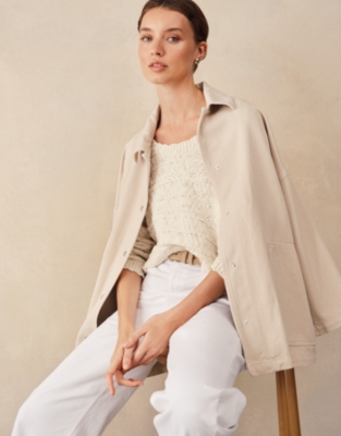 Textured Cotton Scoop Neck Jumper