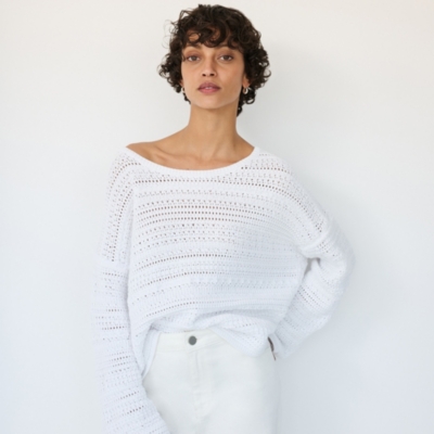 Textured Crochet Jumper with Organic Cotton