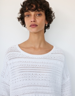 Textured Crochet Jumper with Organic Cotton