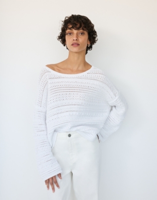 Textured Crochet Jumper with Organic Cotton